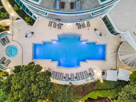 Aerial of the pool and spa at Bristol Tower